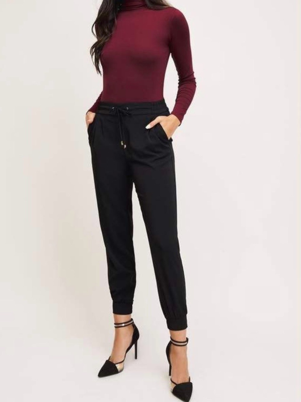 DYNAMITE Dressy Black Drawstring Jogger Pants